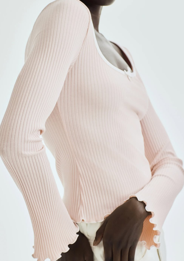 H&M - OVERLOCK-DETAIL RIBBED TOP