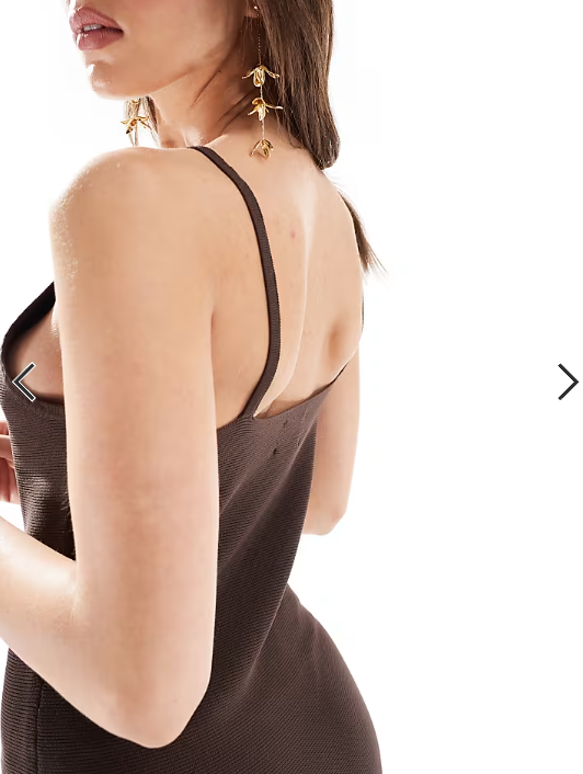 ASOS DESIGN knitted compact strappy midaxi dress in chocolate