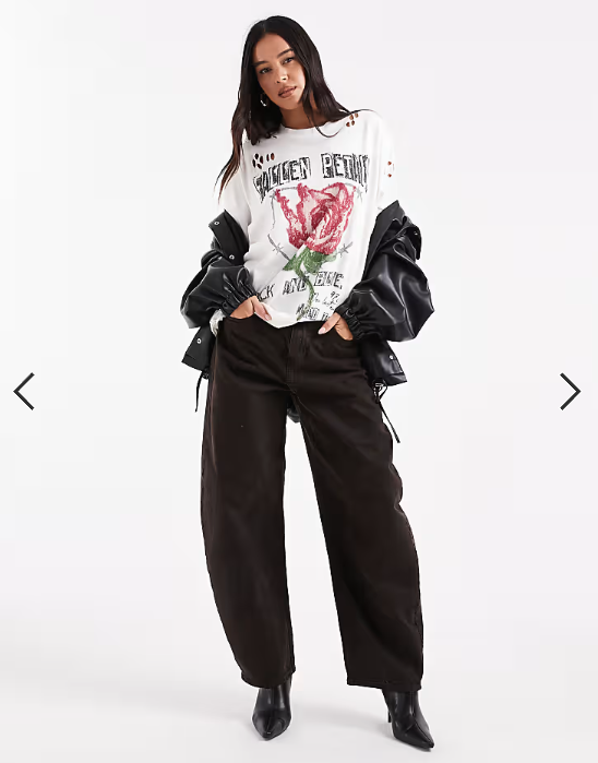 ASOS DESIGN Oversized T-shirt with rose graphic in cream