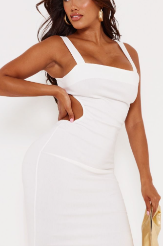 Shape Cream Cut Out Back Midaxi Dress