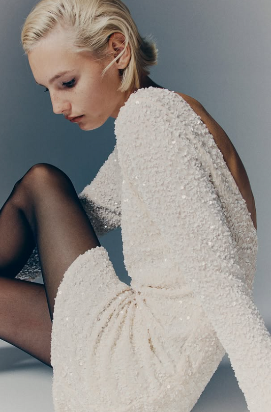 H&M - SEQUINED DEEP-BACK DRESS