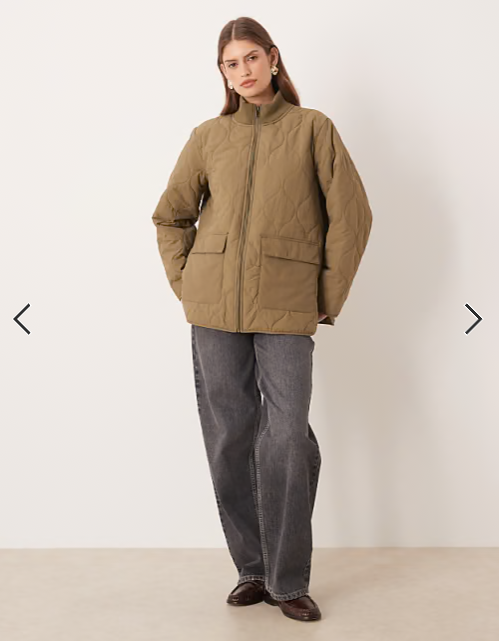 JDY oversized quilted jacket in light khaki