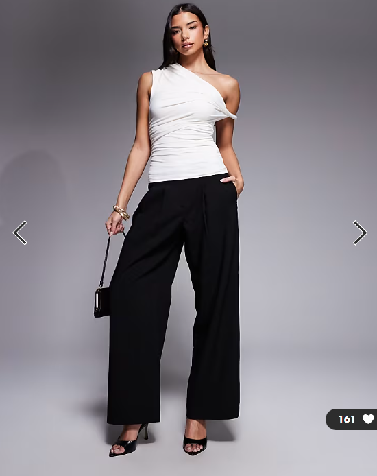 ASOS DESIGN polyamide ruched twist side cut away draped top in cream