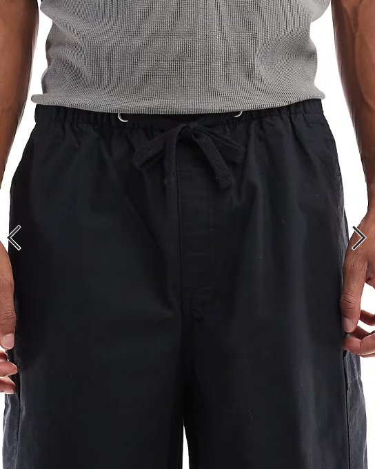 ASOS DESIGN oversized baggy cargo trousers in black ripstop
