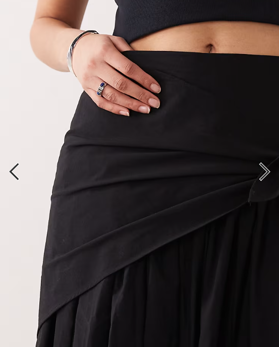 ASOS DESIGN cotton tie waist circle maxi skirt in black