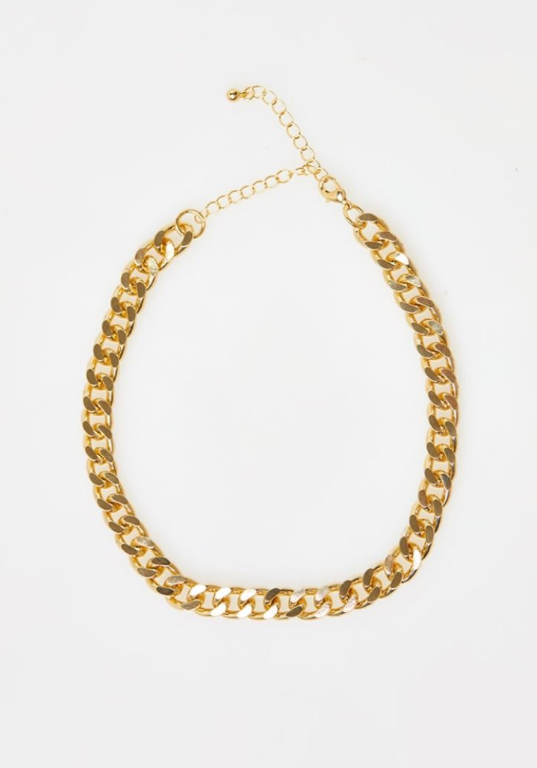 Recycled Real Gold Plated Curb Chain Necklace