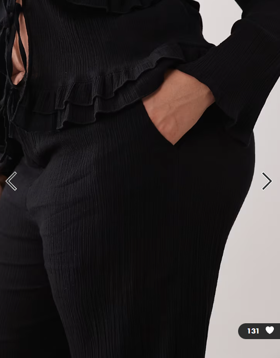 Esmee Curve tie front beach trouser in black