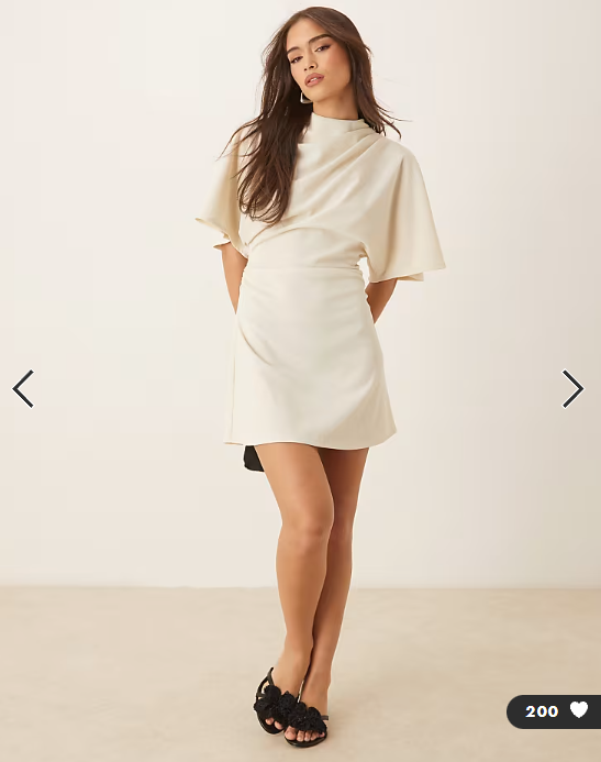 ASOS DESIGN flutter sleeve ruched side mini dress in white