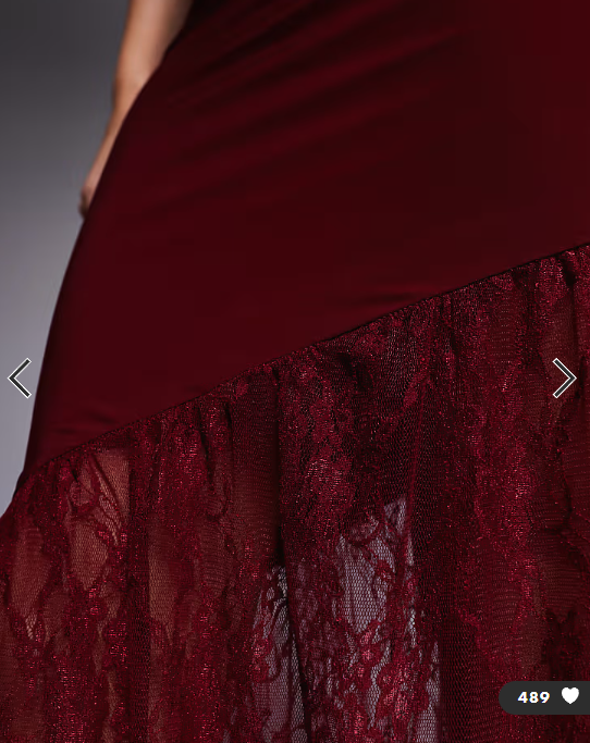 Fashionkilla exclusive double sculpted slinky bandeau sheer lace hem scarf detail maxi dress in burgundy