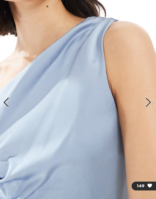 TFNC Bridesmaid one shoulder satin maxi dress with wrap skirt in dusty blue