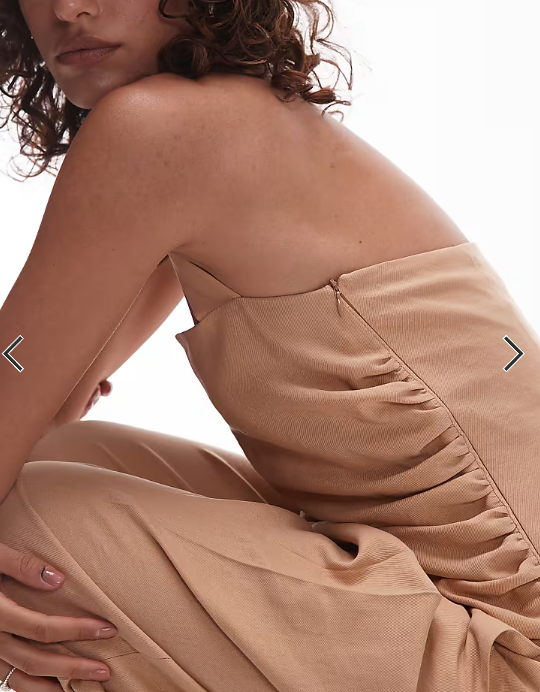 Mango cotton halter cinched side top co-ord in beige
