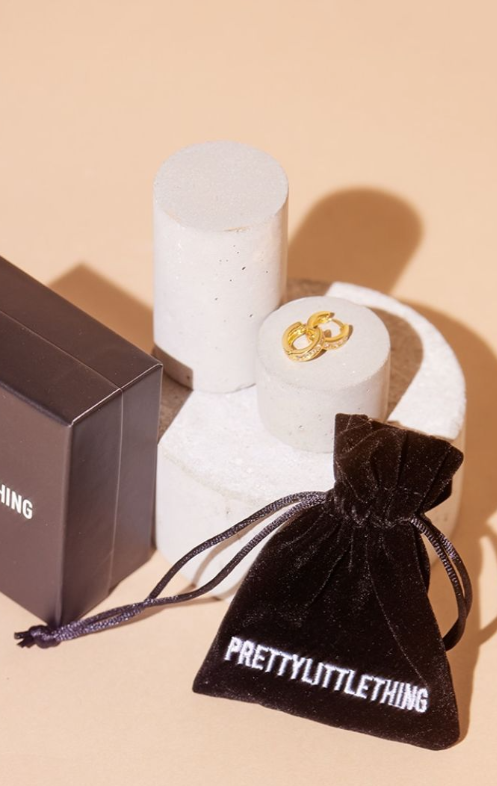 Real Gold Plated Diamante Row Huggie Earrings