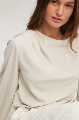 Draped Balloon Sleeve Blouse