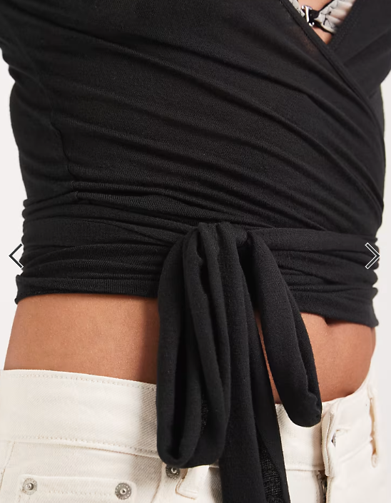 JJXX ballet wrap top in black