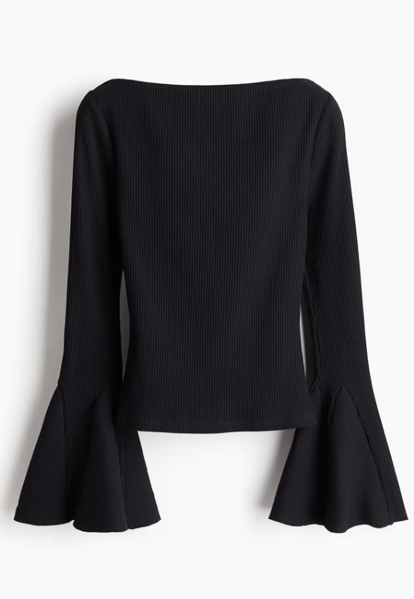 H&M - TRUMPET SLEEVE RIB TOP