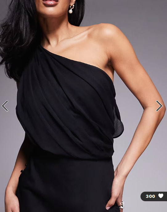 ASOS DESIGN one shoulder draped maxi dress in black