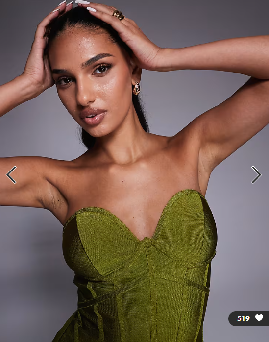 ASOS DESIGN bandage bust cup strapless corset top in green