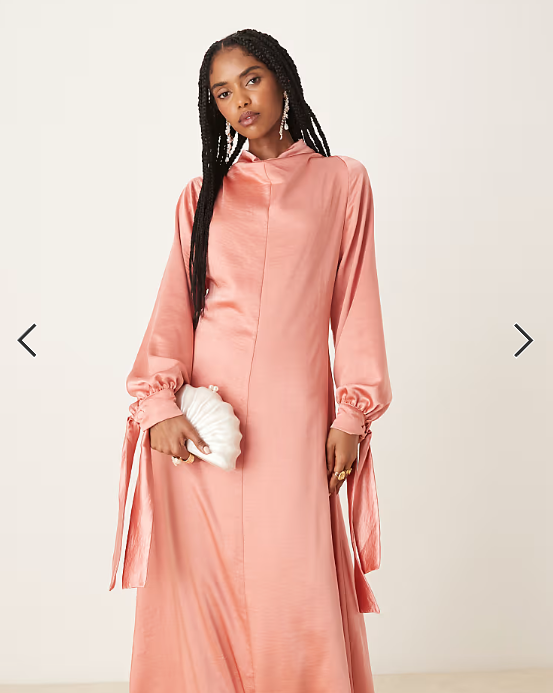 ASOS DESIGN blouson high neck maxi dress in rose