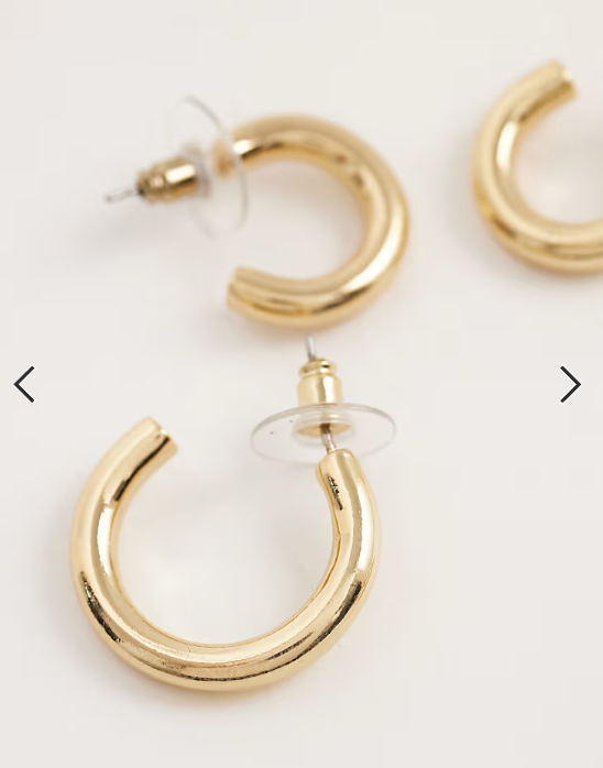 DesignB London pack of 3 hoop earrings in gold