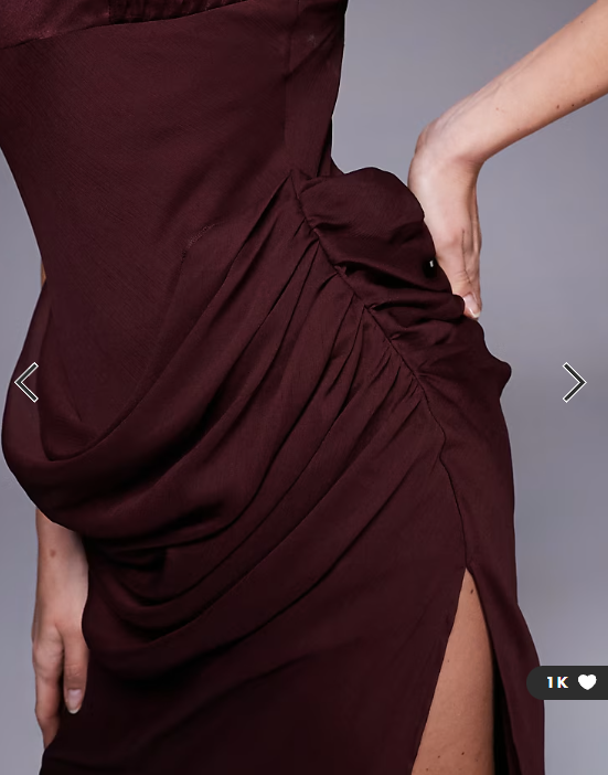 ASOS DESIGN satin bust square neck maxi dress with drape chiffon skirt in chocolate