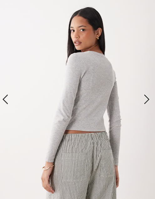 Brave Soul cotton long sleeve t-shirt in grey marl