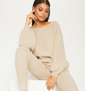 Stone waffle knitted longe