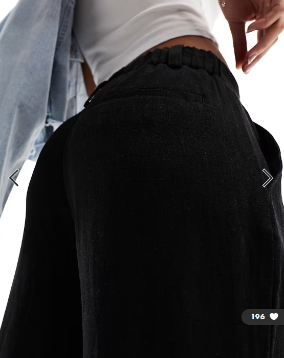 ASOS DESIGN relaxed straight leg trousers with linen in black
