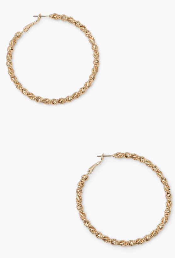 Wrapped Twisted Hoop Earrings - gold