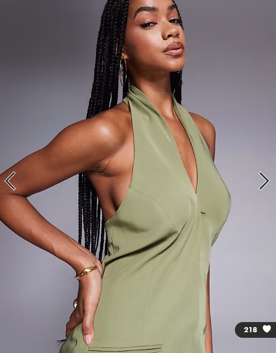 ASOS DESIGN tailored halterneck waistcoat co-ord in olive
