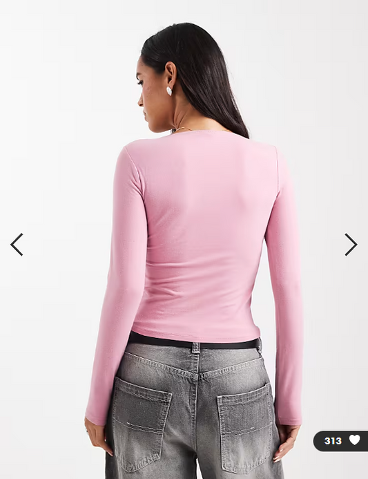 Asos - Hollister long sleeve wrap top in pink