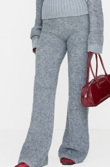 Plt - Charcoal Contrast Textured Knit Trousers