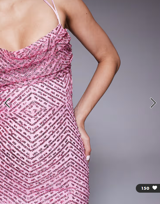 Oh Polly glitter embellished cowl neck cut out back maxi dress in pink