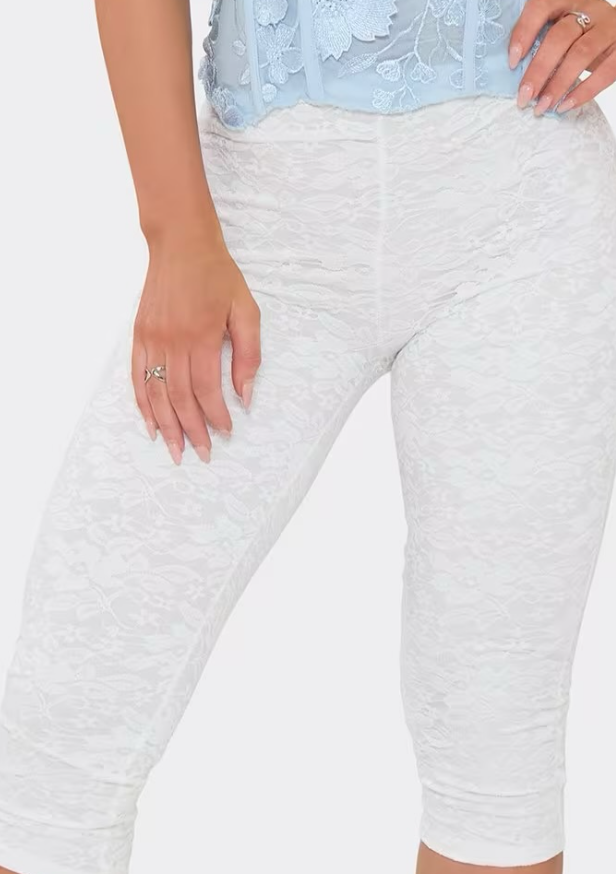 Ego - Low rise capri leggings in white lace