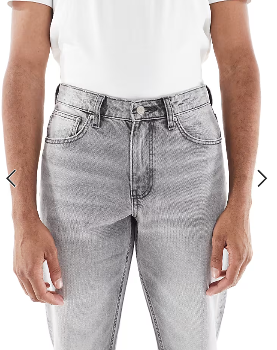 ASOS DESIGN tapered fit jeans in light grey wash