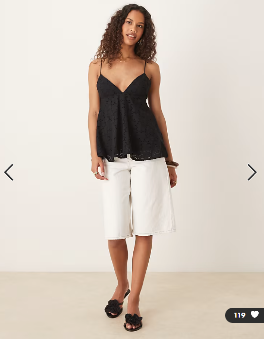 Mango v-neck cotton a-line top in black