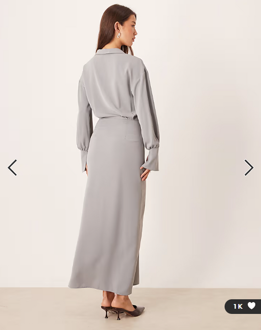 ASOS DESIGN draped shirt pencil midi skirt in grey