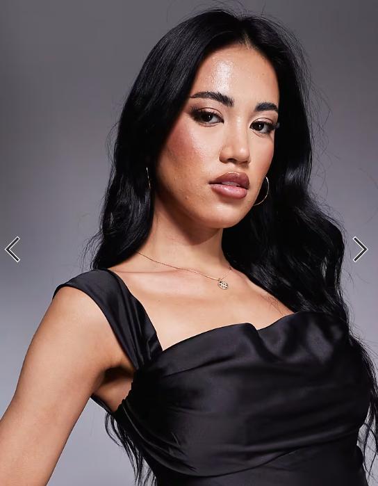 Princess Polly satin structured bardot maxi dress in black