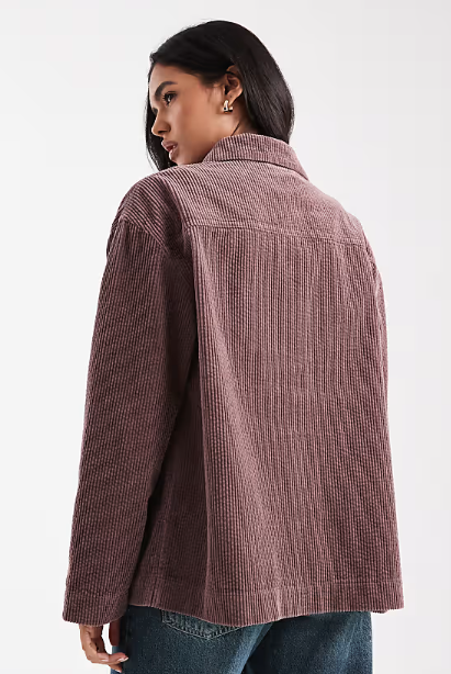 ASOS DESIGN barn jacket in cord in mocha