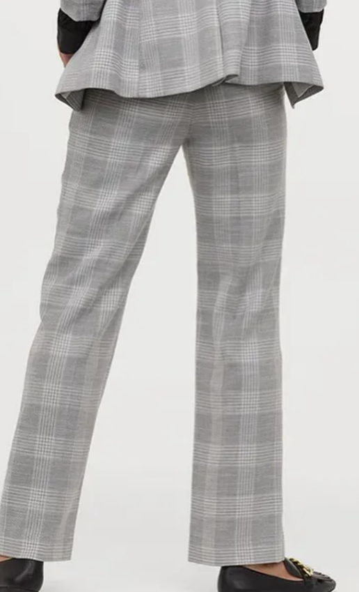 H&M-Women Grey Checked Tailored Trousers