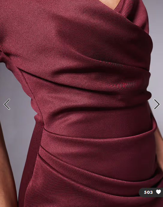 ASOS DESIGN structured midi dress with capped sleeve and draped cross front in dark berry