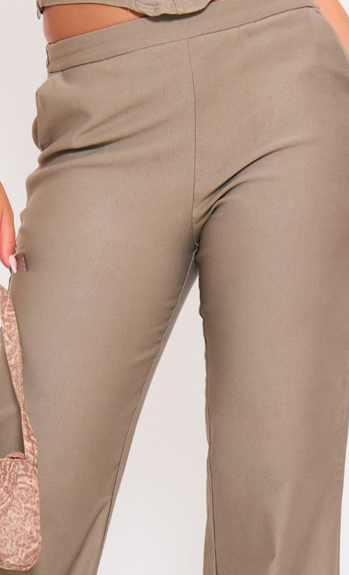 Plt - Khaki Woven Low Rise Straight Leg Trousers