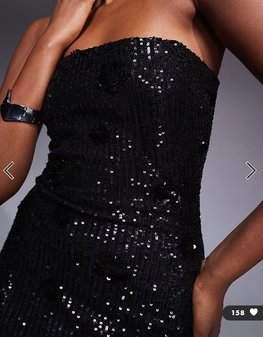 TFNC bandeau maxi dress in black sequin