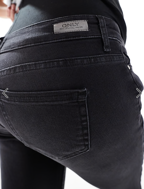 ONLY Maternity Blush skinny jeans with frayed hem in washed black