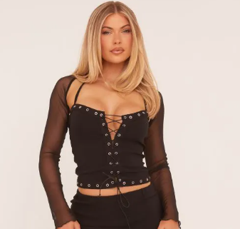 Low Rise Split Front Mini Skirt In Black