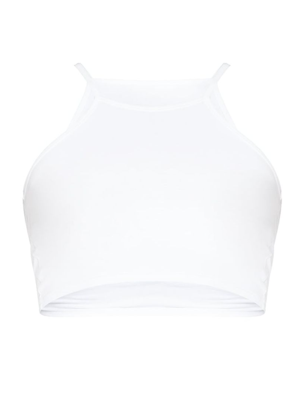 Essential White Racer Neck Crop Top