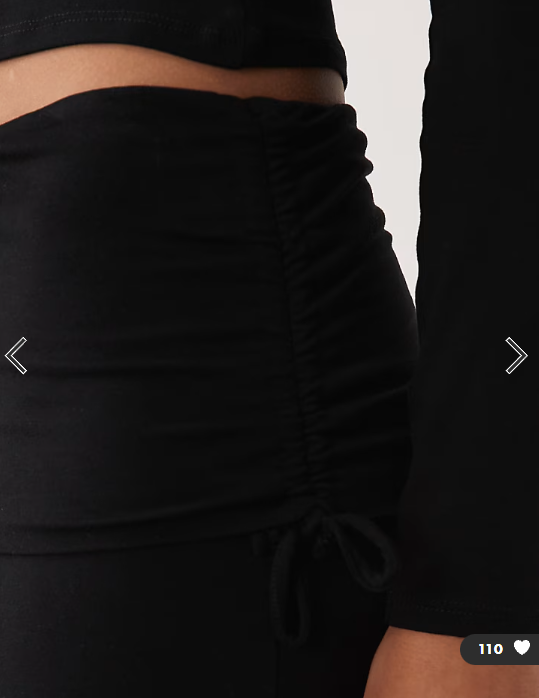 ASOS DESIGN fold back ruched co-ord trousers in black