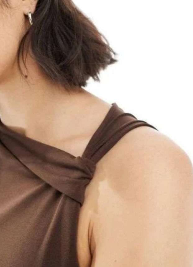Pull & Bear - knot shoulder detail maxi dress in brown