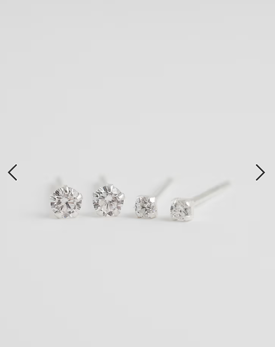 Kingsley Ryan crystal pack of 2 stud earrings in sterling silver