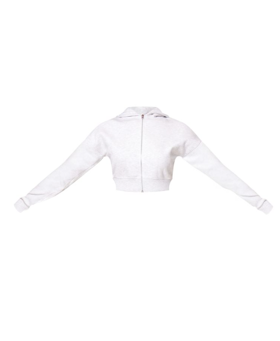 Grey Marl Seam Detail Zip Up Hoodie