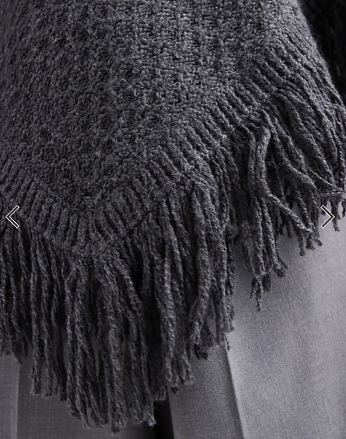 Hollister knitted fringe detail poncho in dark grey
